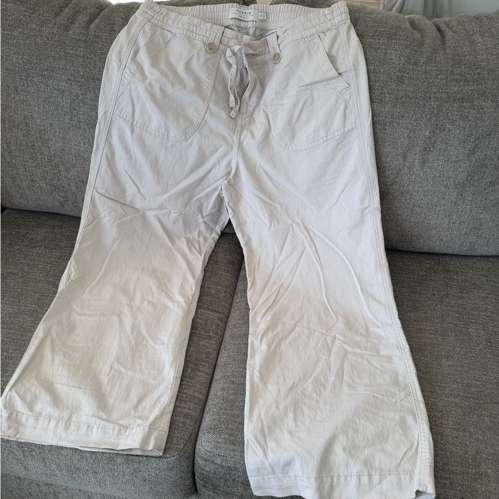 Torrid Light Gray Drawstring Wide Leg Pants